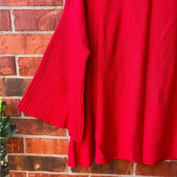 Lane Bryant Womens 22/24 Red Ribbed Flare Wide Sleeve Sweater - Picture 3 of 9